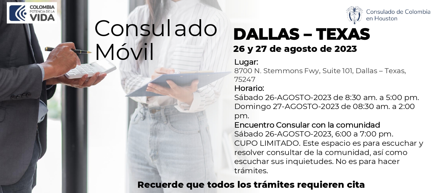 Consulado Móvil en Dallas Texas se realizará el 26 y 27 de agosto de